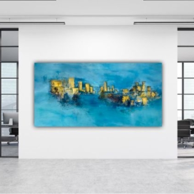 106-Die goldene Stadt - Acryl Mixed Media -100x200 cm - ausgestellt
