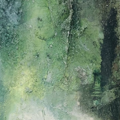 40-Diptychon - abstrakt in grün - Öl 30x100 cm