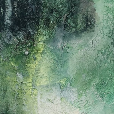 41-Diptychon - abstrakt in grün - Öl 30x100 cm