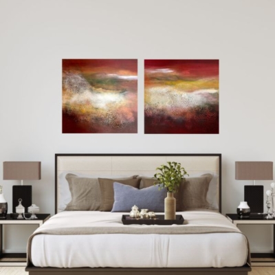 5-Goldener Herbst I&II - Acryl Mixed Media - 80x80 cm- Ansicht im Raum