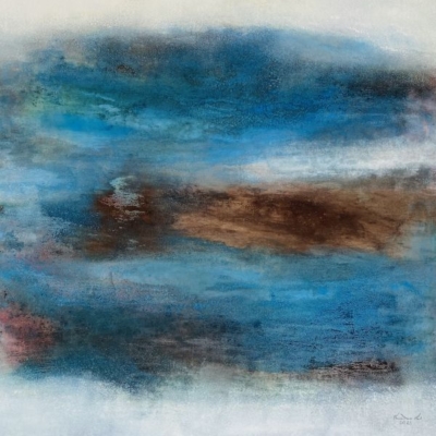 53-Landschaft in blau - Acryl Mixed Media - 100x100 cm