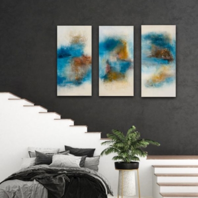 66-Triptychon - Harmonie IV 50x100 cm - Ansicht im Raum