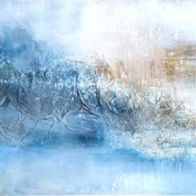 73-Wasserfall in der Lagune - Acryl Mixed Media - 50x150 cm